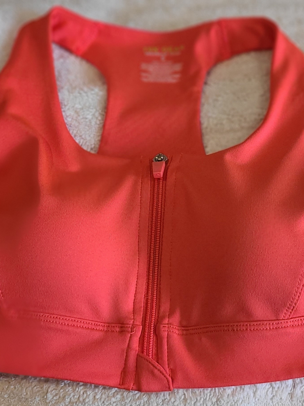 Front-Zip Women's Sports Bra in Coral Pink